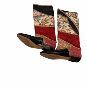 Raffaele Giardini Patchwork Leather Boots Vintage Designer Pointed Toe Statement